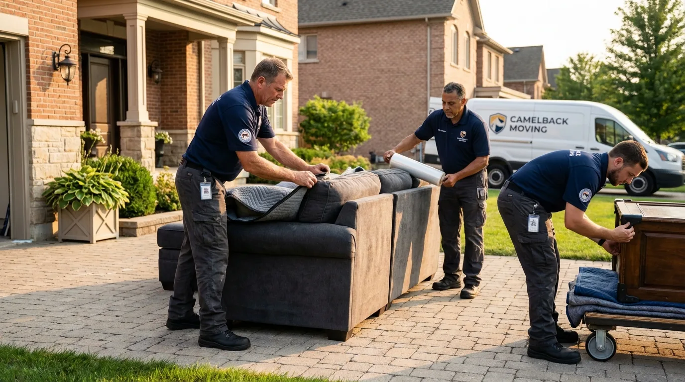 Large estate moving crew wrapping furniture in Byrdstown, TN